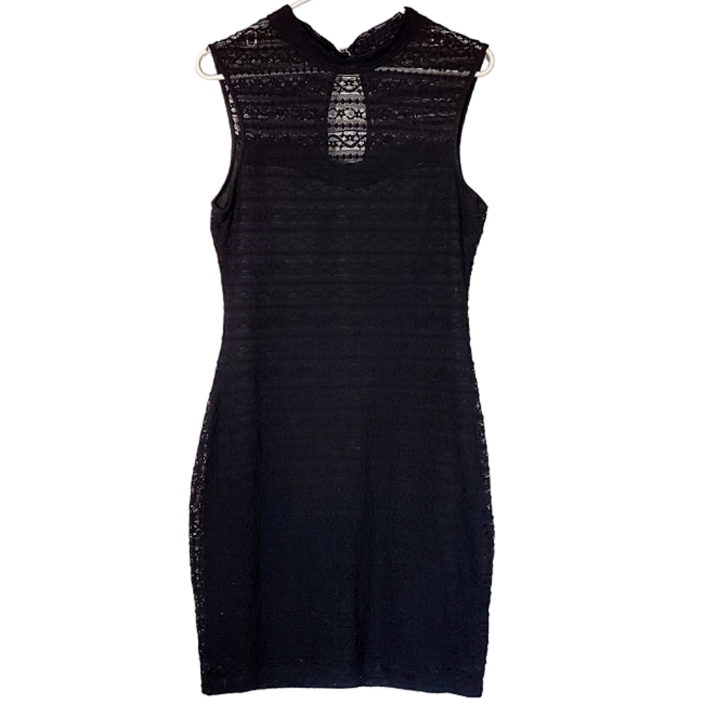 2360 * Guess Sleeveless Lace Overlay Dress Black Size 10